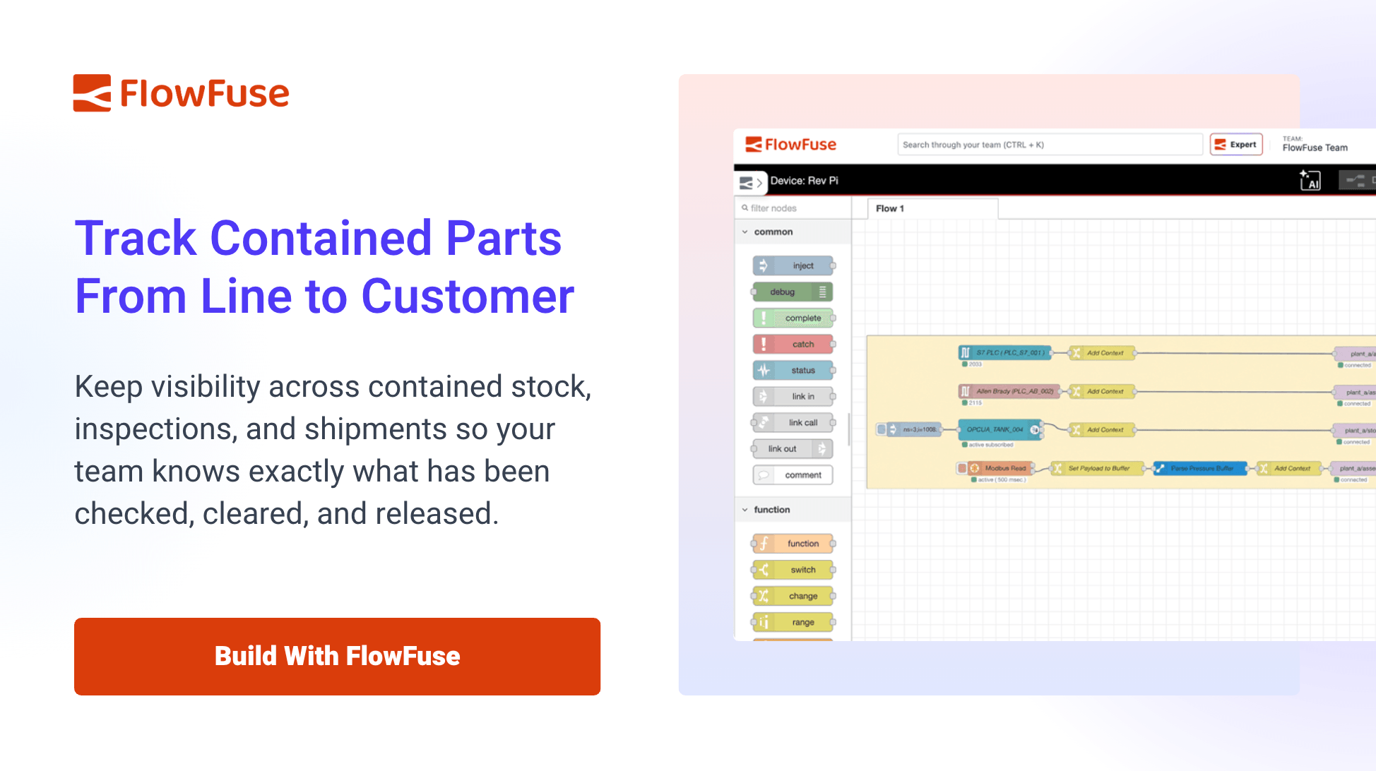 Track contained parts from line to customer - build with FlowFuse